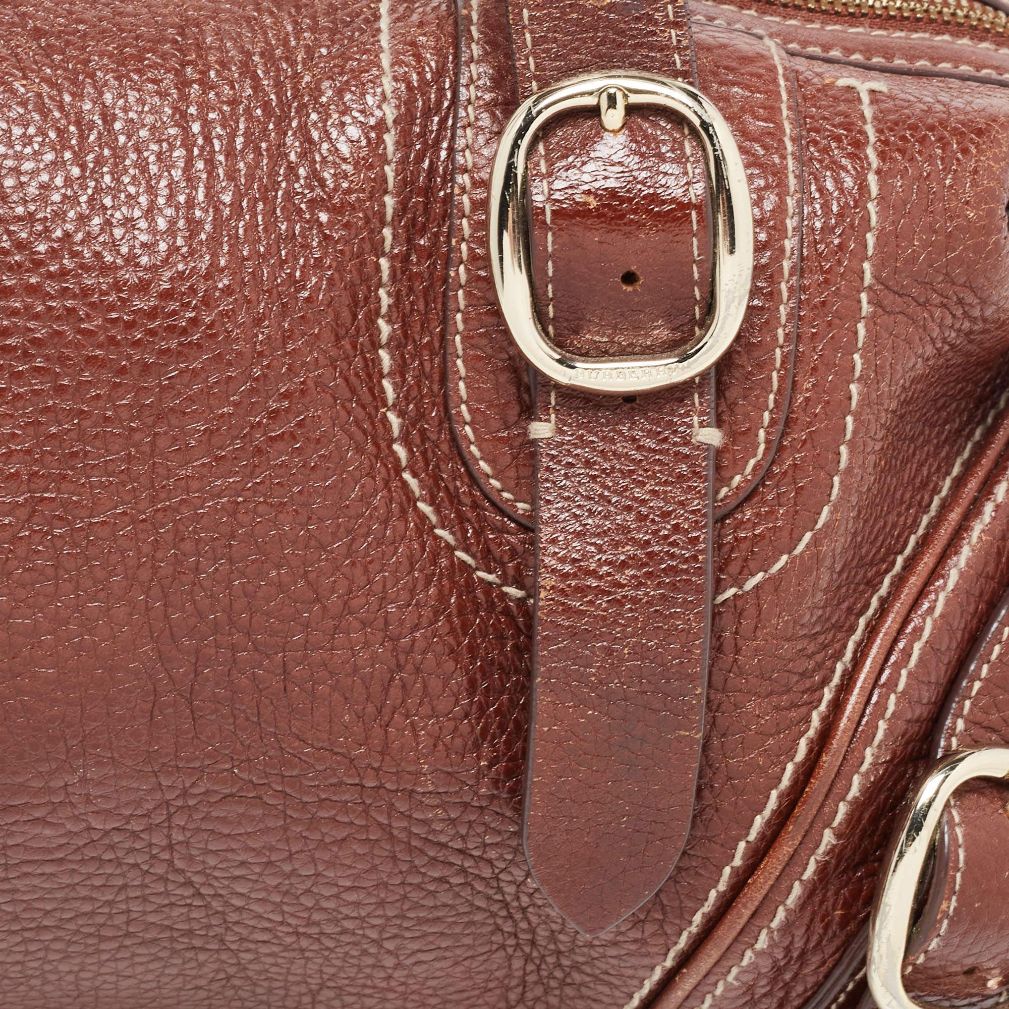 Burberry Brown Leather Bowler Bag 7