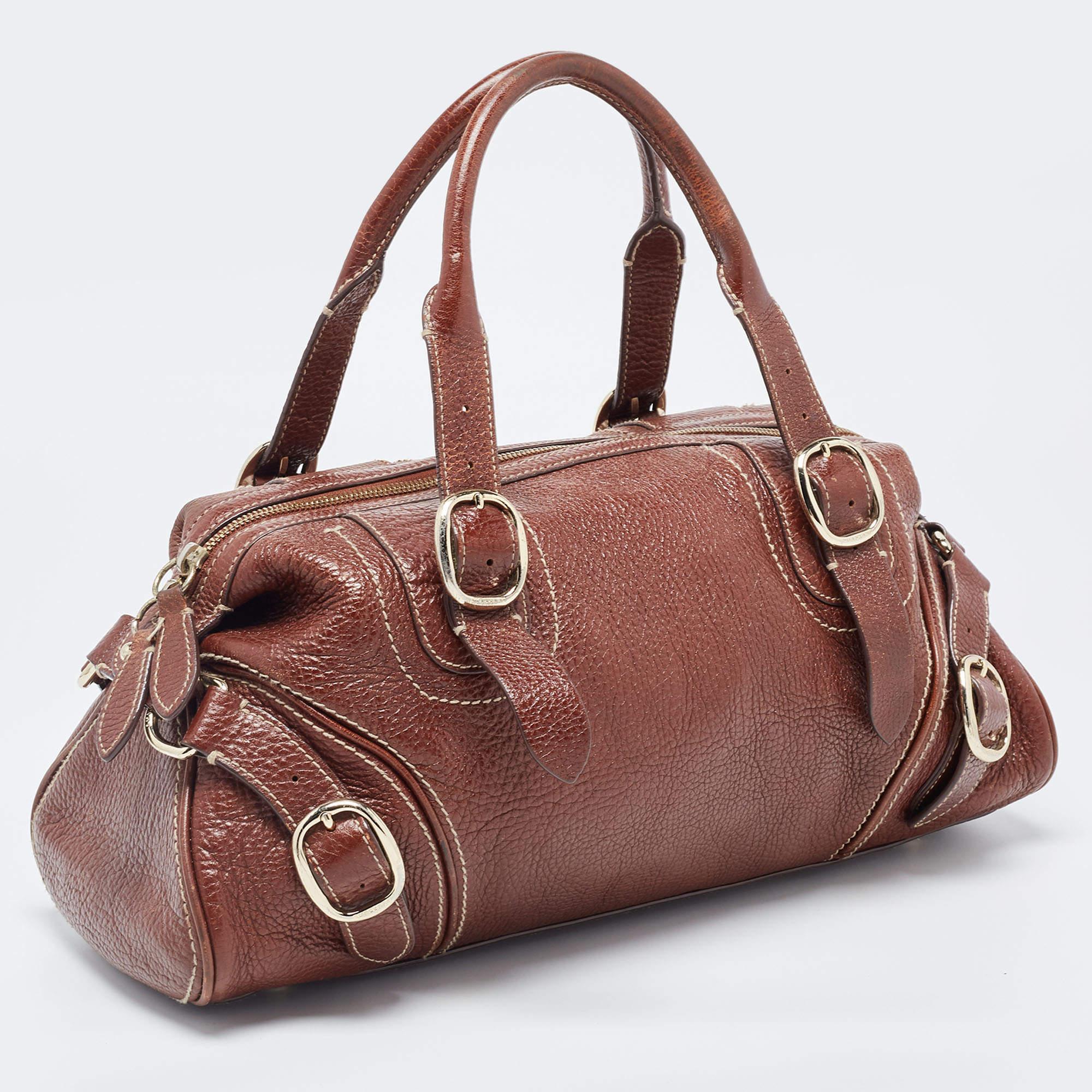 Women's Burberry Brown Leather Bowler Bag