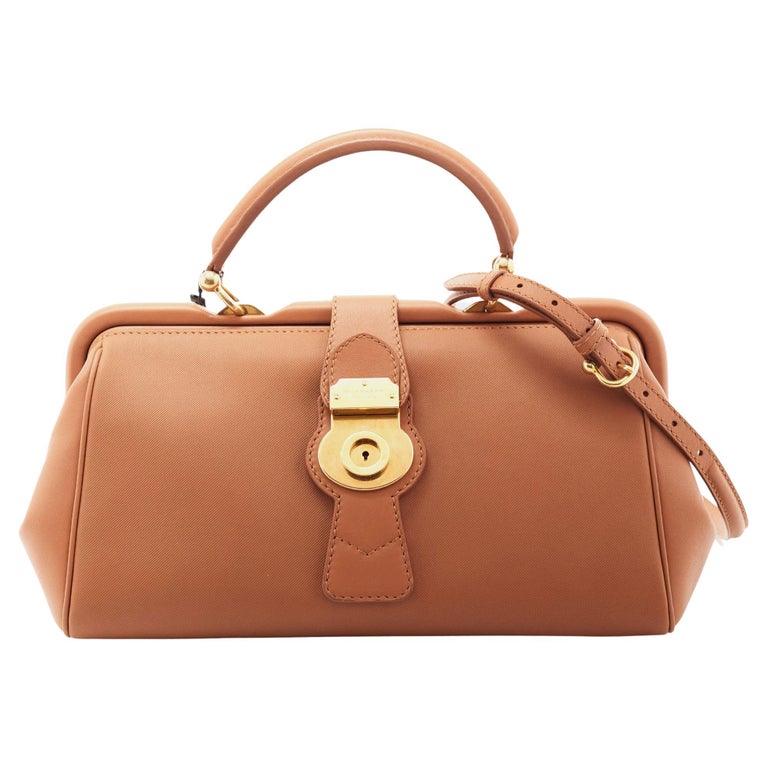Burberry Brown Leather Bowling Bag For Sale at 1stDibs