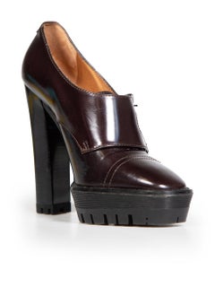 Burberry Brown Leather Buckled Platform Boots Size IT 38