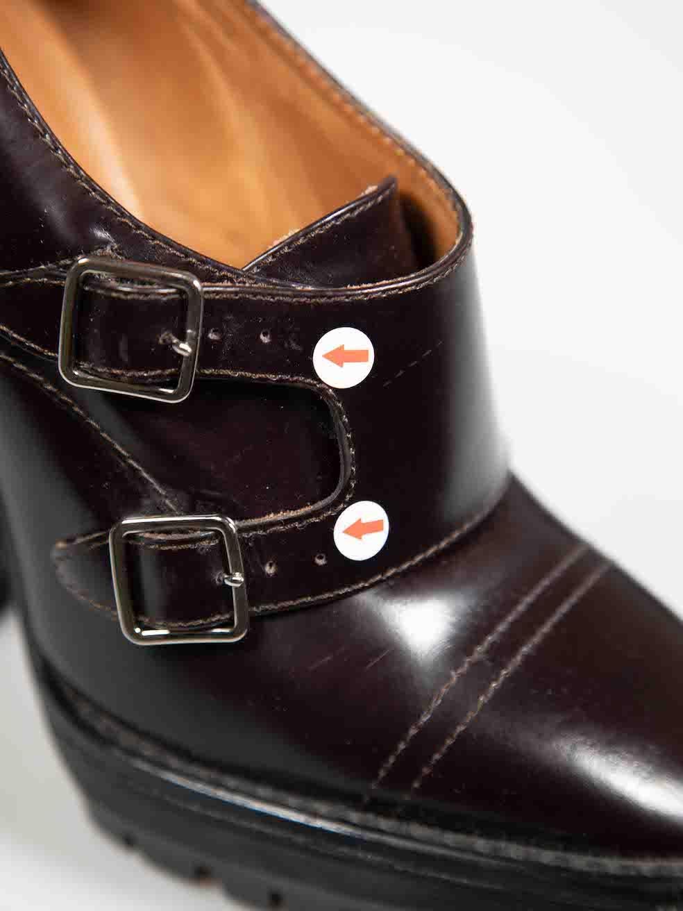 Burberry - Bottes à plateforme en cuir Brown - Taille 38 en vente 2