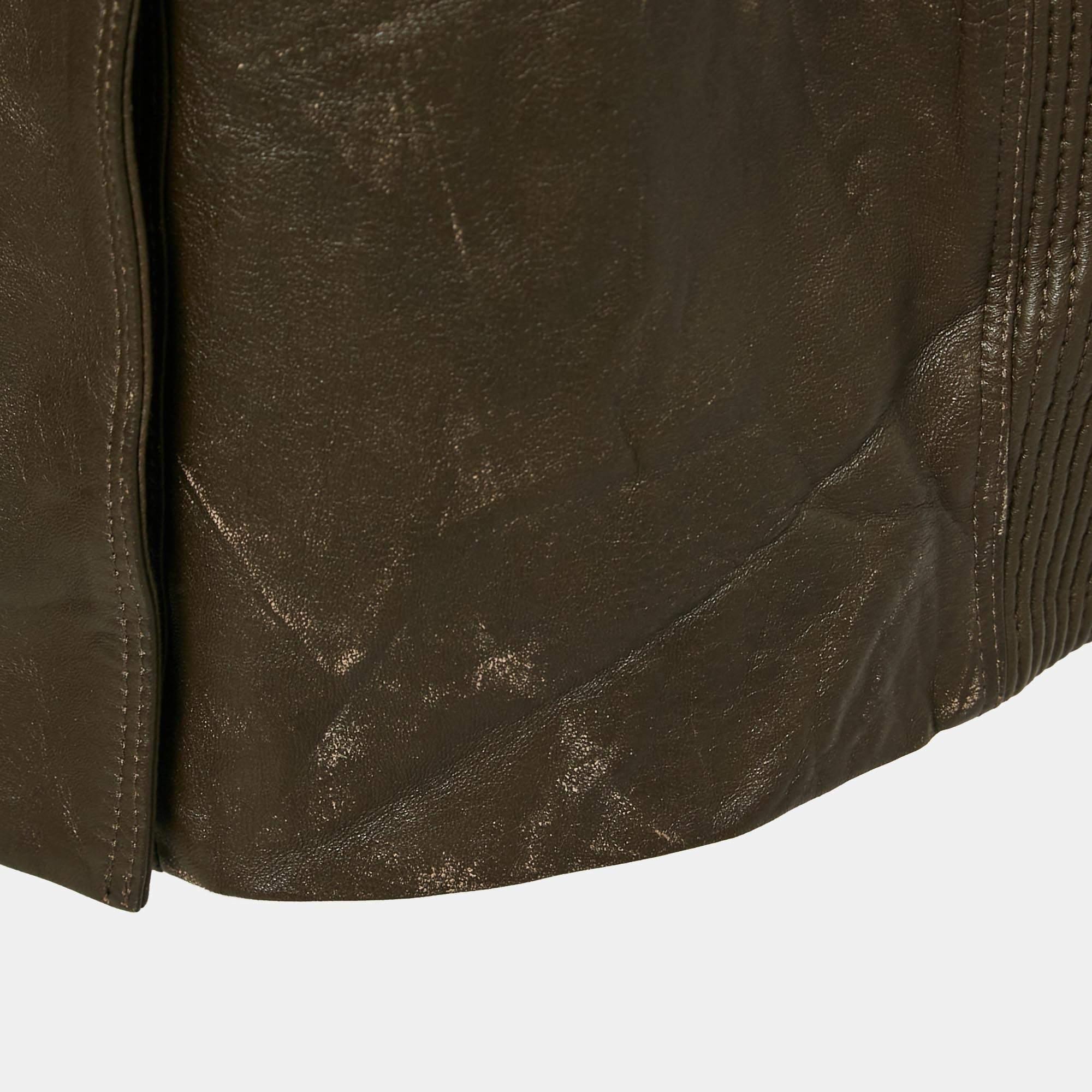 Women's Burberry Brown Leather Double Breasted Trench Coat S