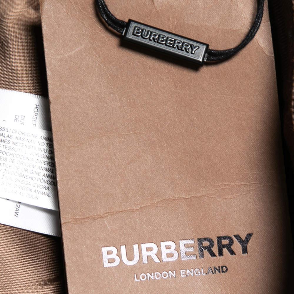 Burberry - Jupe midi crayon en cuir marron à double fermeture éclair XS en vente 1