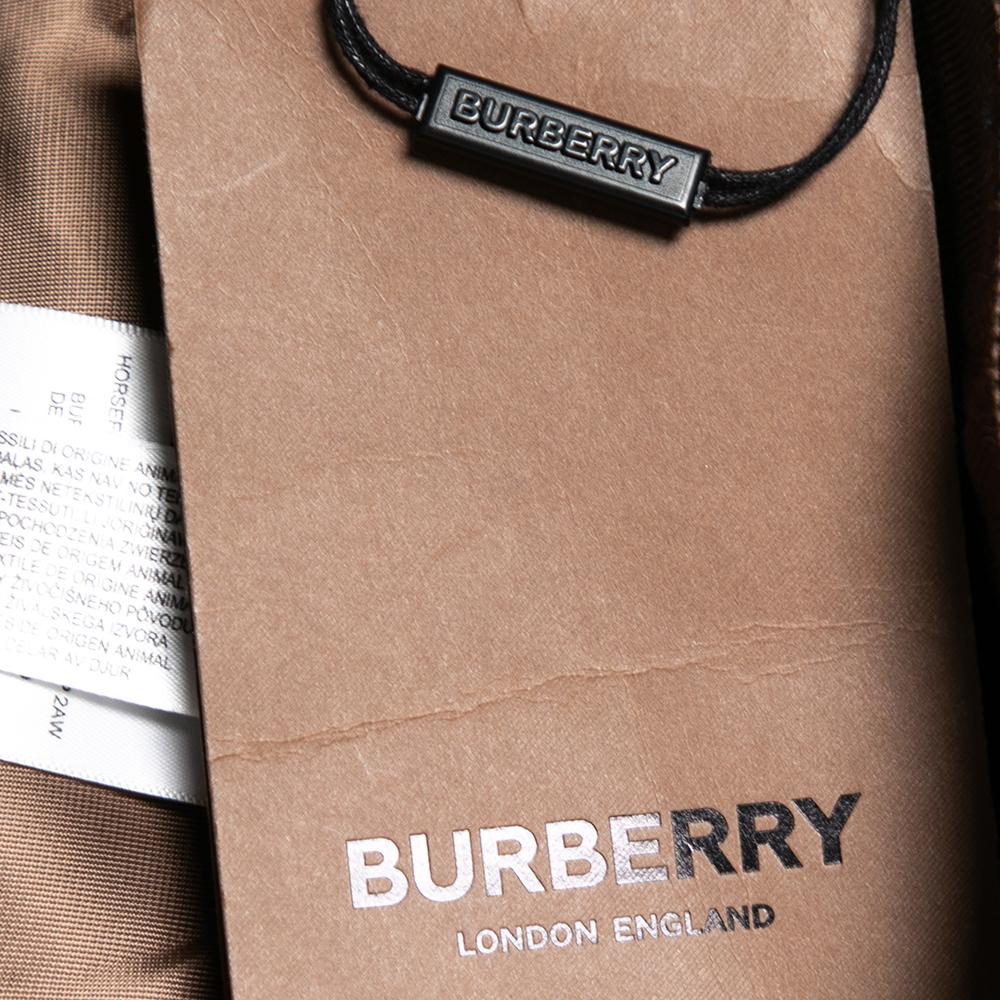 Burberry - Jupe midi crayon en cuir marron à double fermeture éclair XS en vente 2