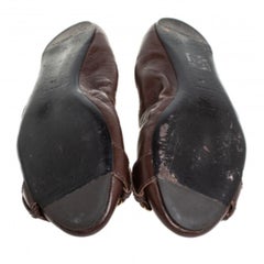 Burberry Brown Leather Embellished Ballet Flats Size 39