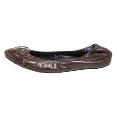 Burberry Brown Leather Embellished Ballet Flats Size 39