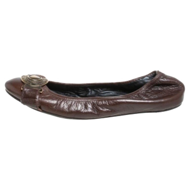 Burberry Brown Leder verschönert Ballett-Flats Größe 39