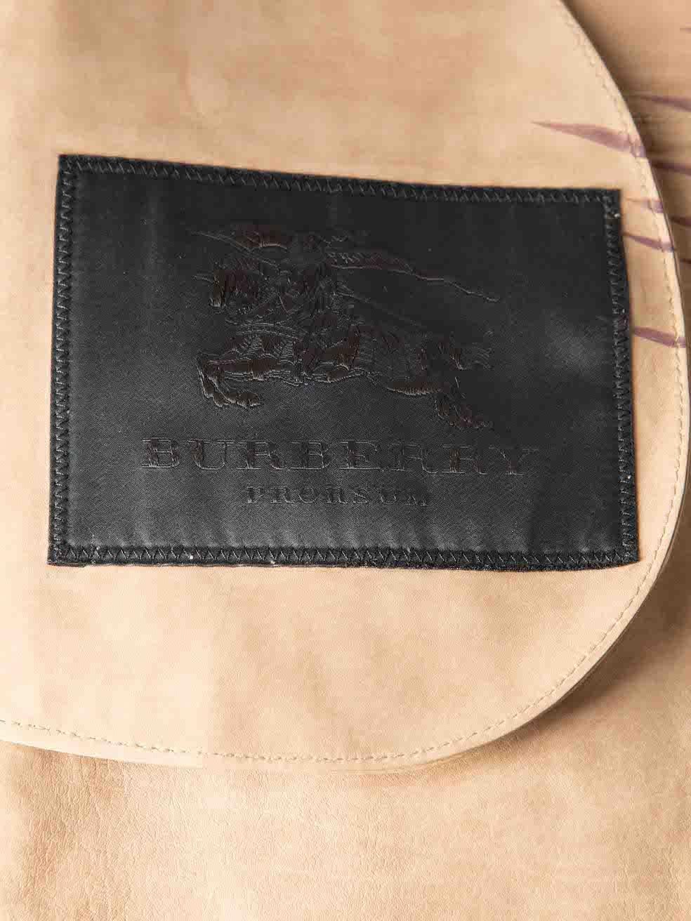 Women's Burberry Brown Leather Floral Painted Trench Coat Size XL