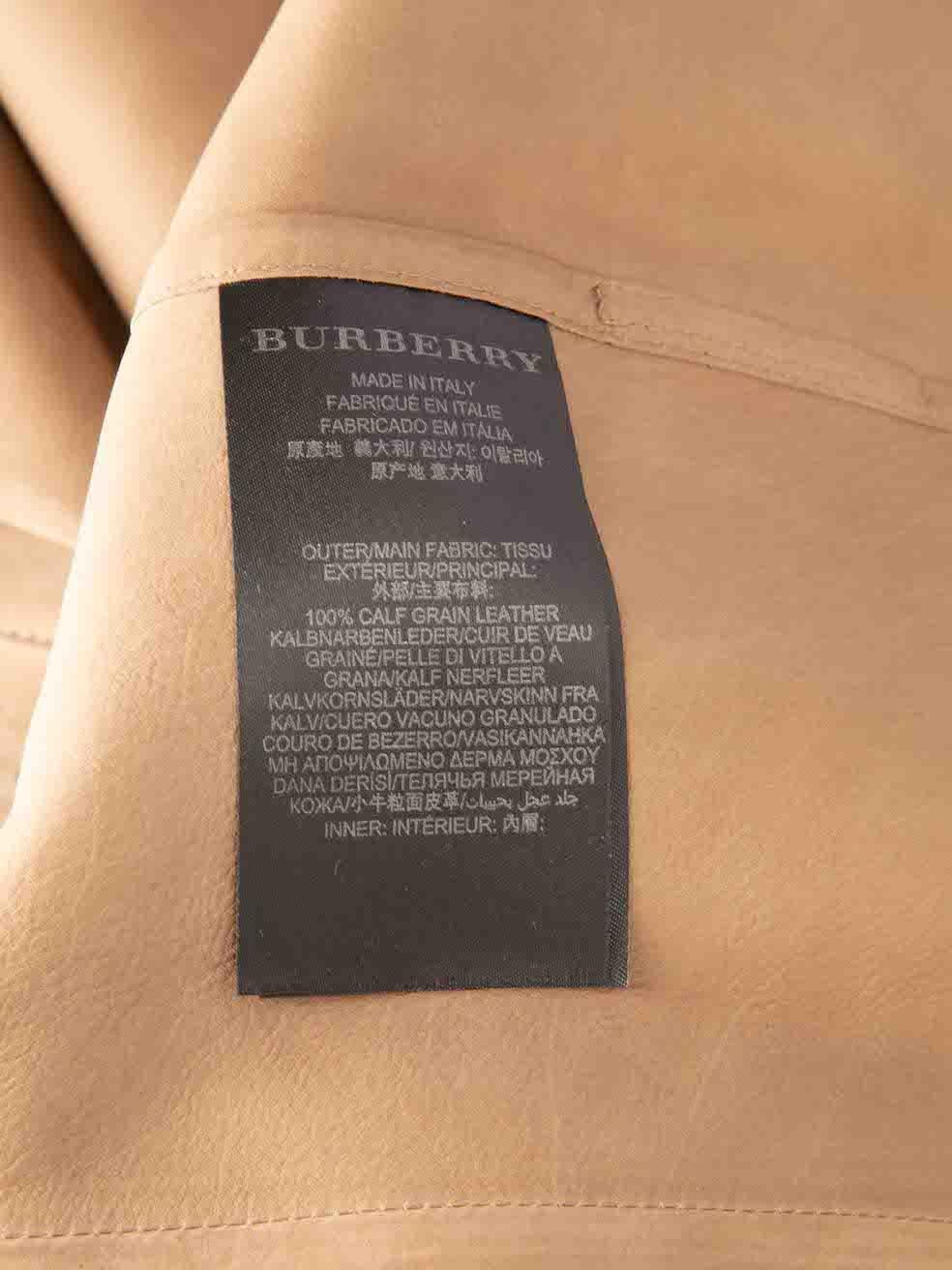 Burberry Brown Leather Floral Painted Trench Coat Size XL For Sale 1
