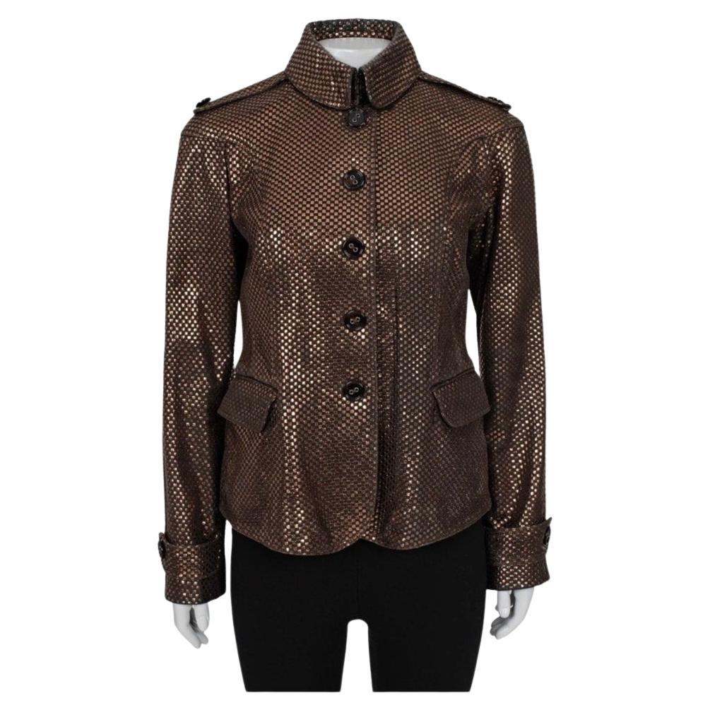 Burberry Brown Leather Jacket Sz.42 S