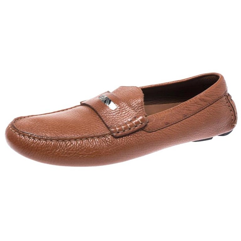 Burberry Brown Leather Loafers Size 42 For Sale at 1stDibs
