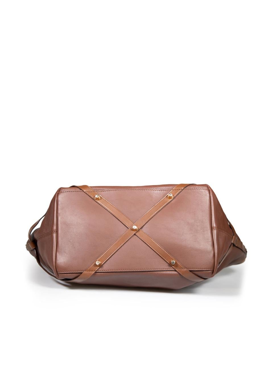 Women's Burberry Brown Leather Medium Nova Check Salisbury Tote For Sale