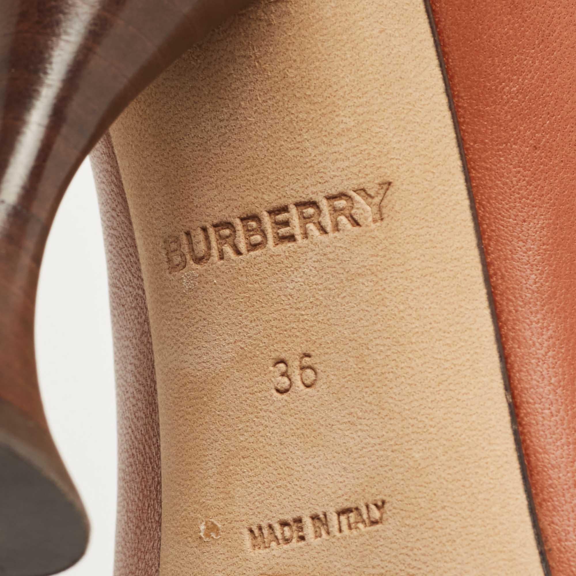 Burberry Brown Leather Mid Calf Boots Size 36 3