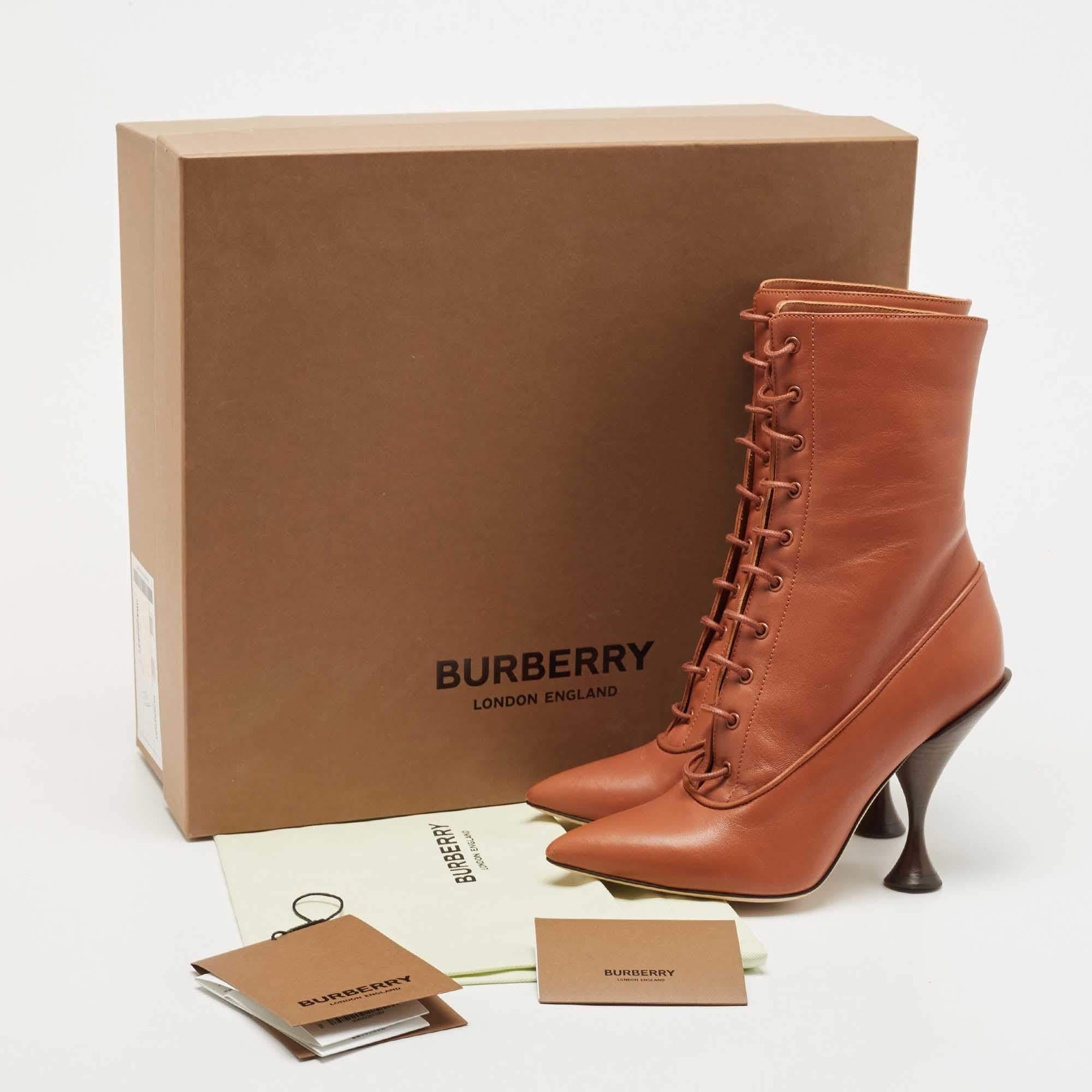 Burberry Brown Leather Mid Calf Boots Size 36 4