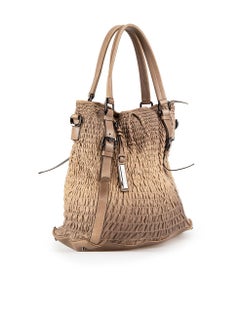 Burberry Brown Leather Ruched Shopper Tote Bag