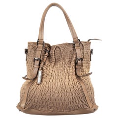Burberry Brown Leather Ruched Shopper Tote Bag