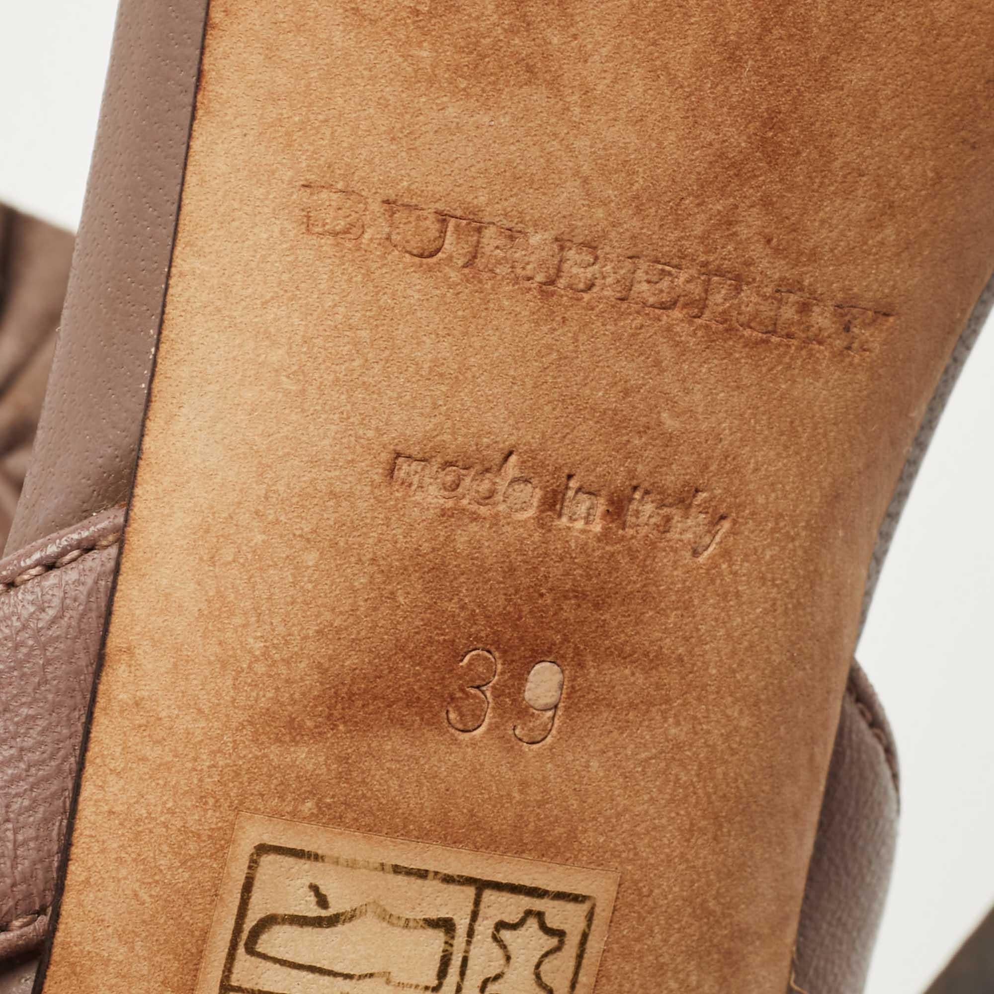Burberry - Sandali con cinturino alla caviglia con volant in pelle marrone Taglia 39 3
