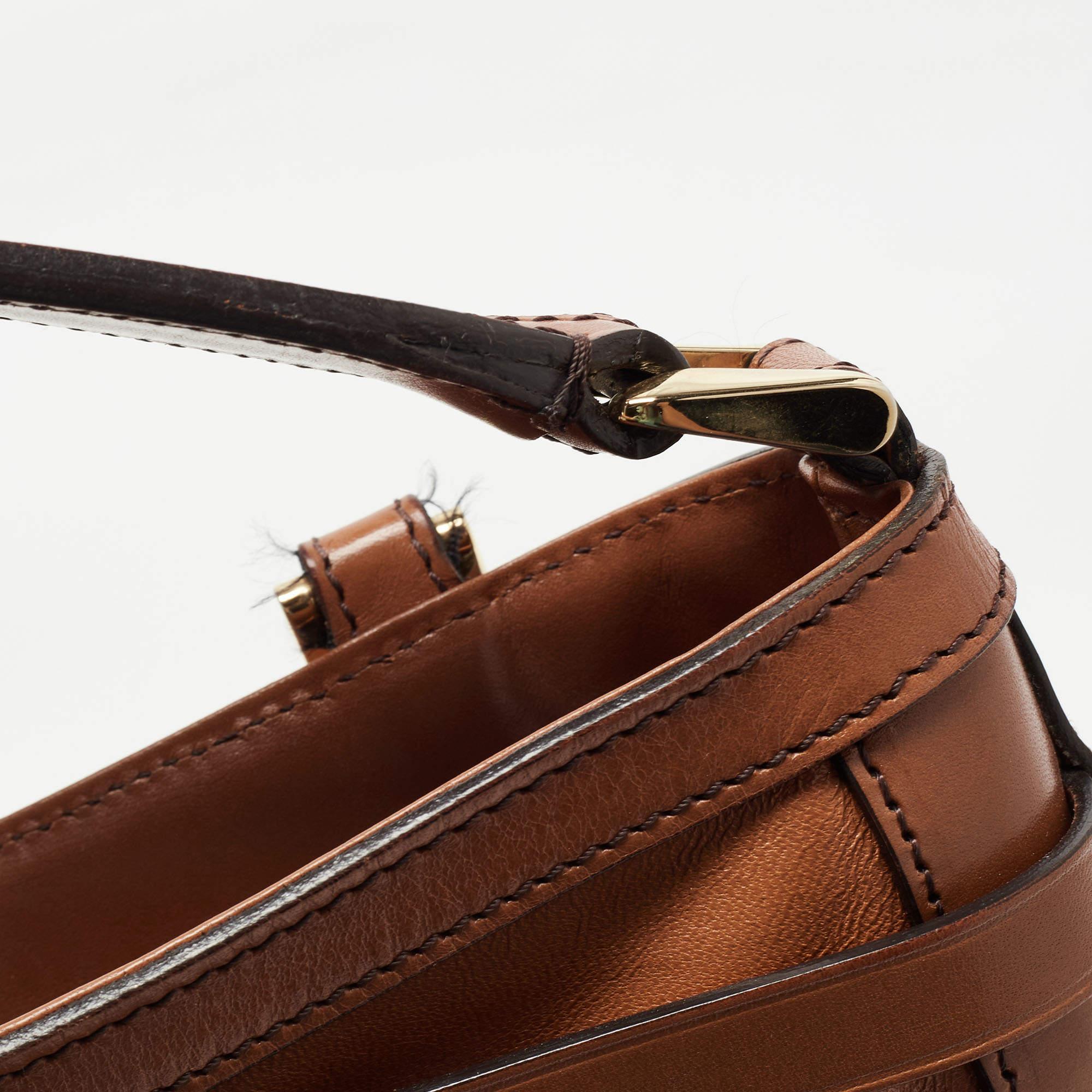 Burberry Brown Leather Small Bridle Dutton Hobo 15