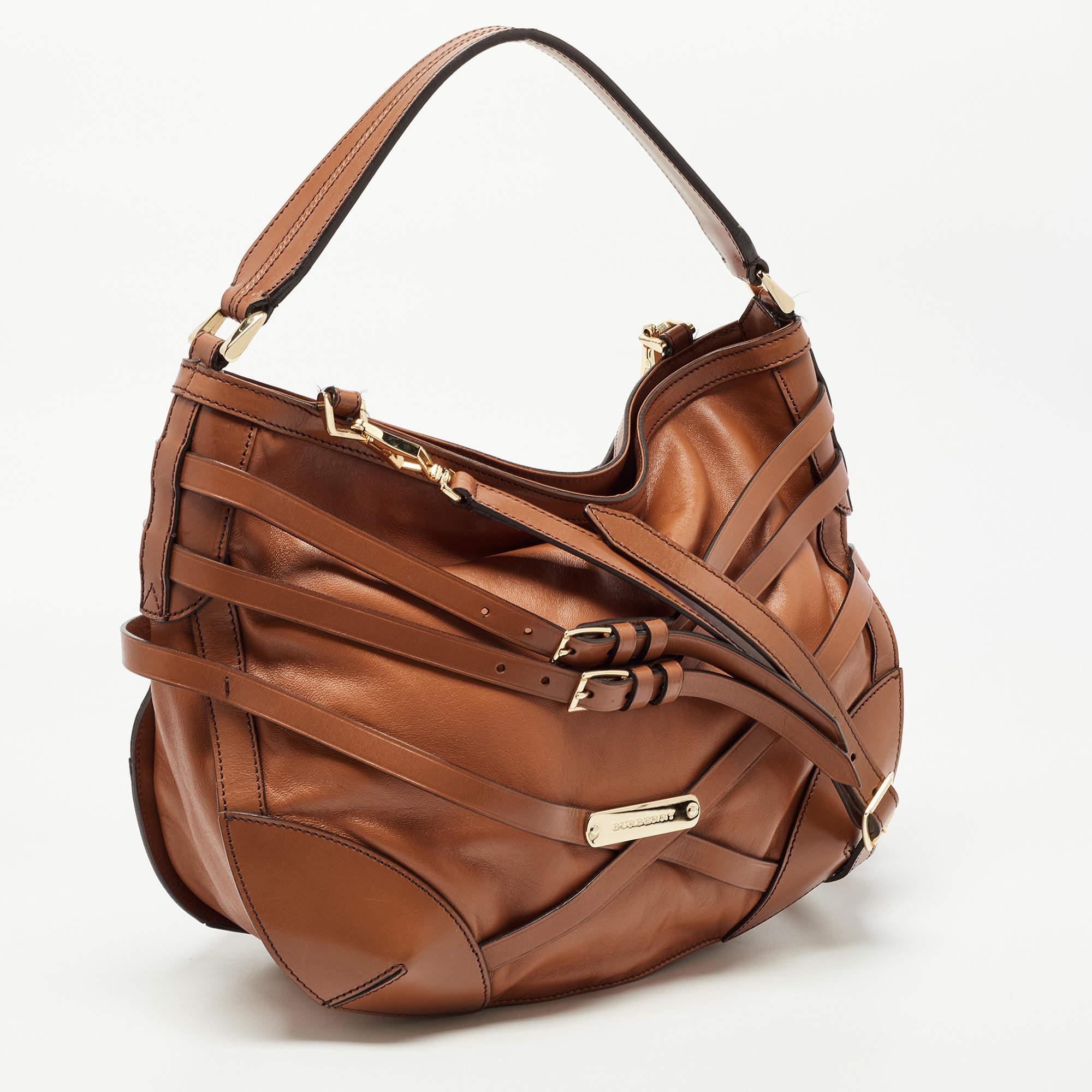 Women's Burberry Brown Leather Small Bridle Dutton Hobo