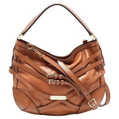 Burberry - Borsa a briglia piccola Dutton in pelle marrone