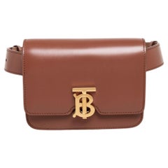 Burberry Brown Leather TB Mini Belt Bag