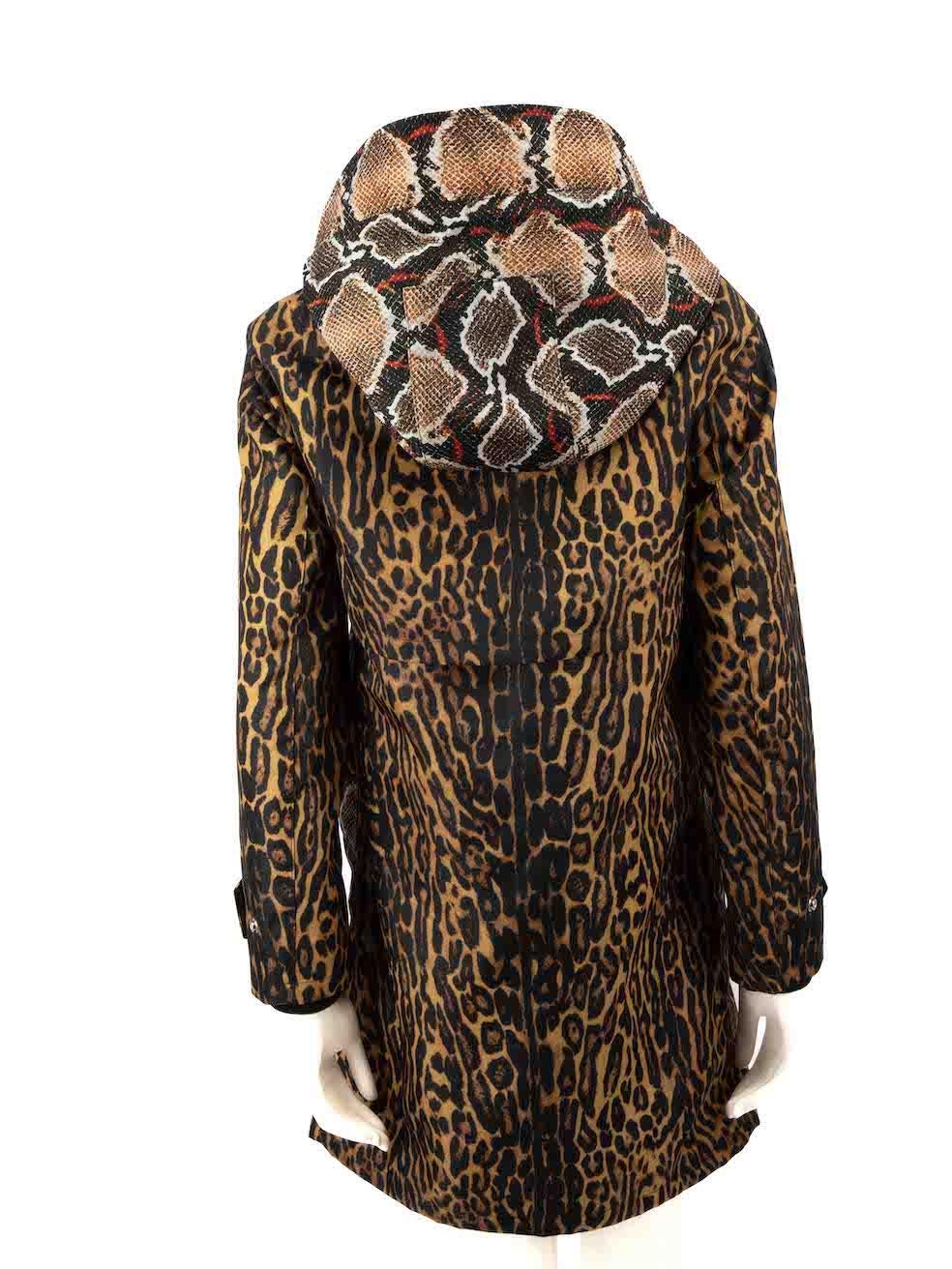 Burberry Brown Leopard Print Cramond Parka Size XXS In Excellent Condition For Sale In London, GB