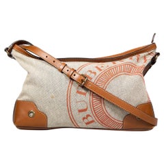 Borsa a tracolla in tela con logo marrone di Burberry
