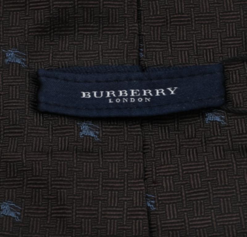 Noir Cravate en soie jacquard à motif de logo, Brown en vente