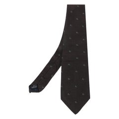 Burberry Brown Logo-Muster Jacquard-Seidenkrawatte