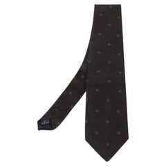 Burberry Brown Logo Pattern Jacquard Silk Tie