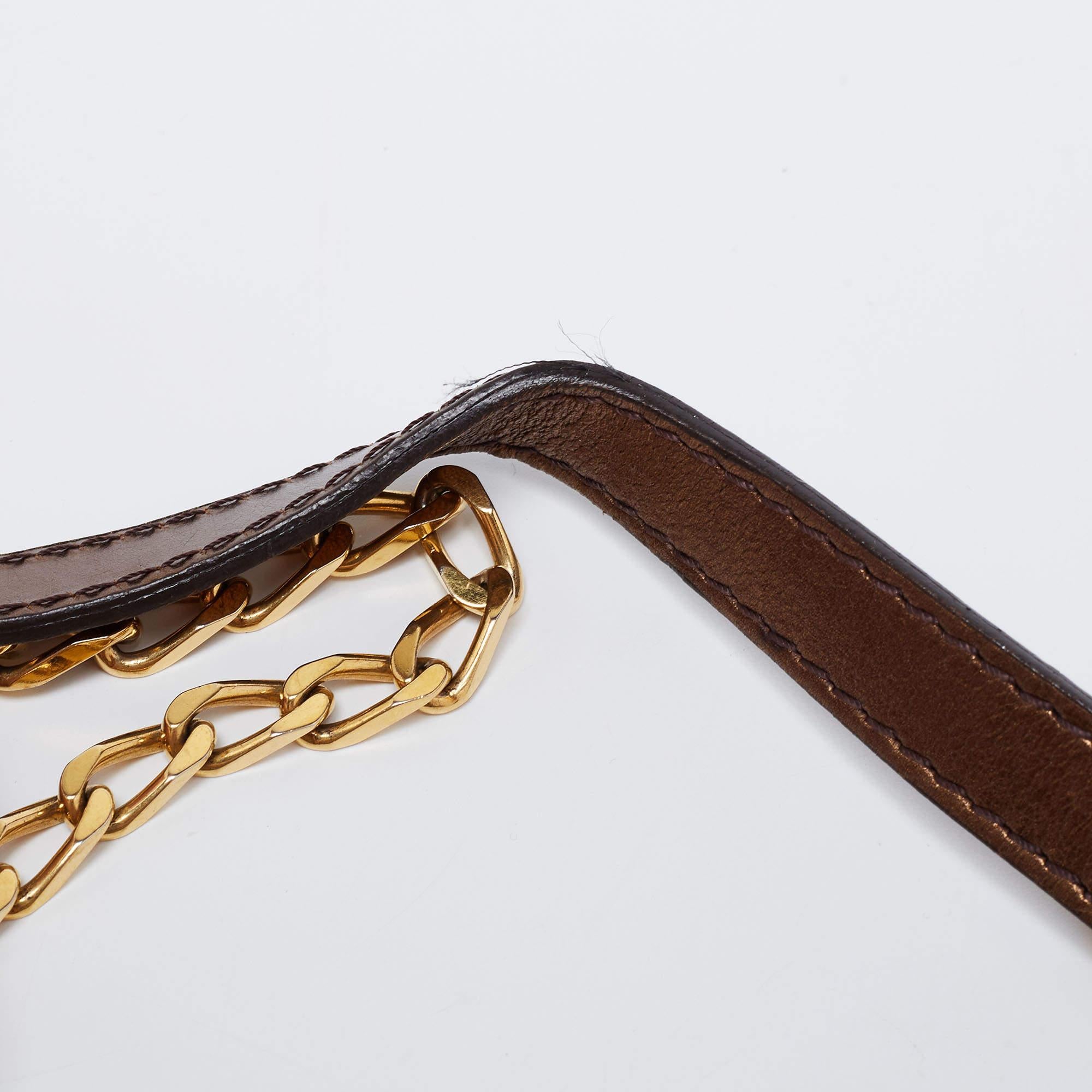 Burberry Brown/Metallic Bronze Studded Patent Leder and Suede Flap Shoulder Ba im Angebot 8