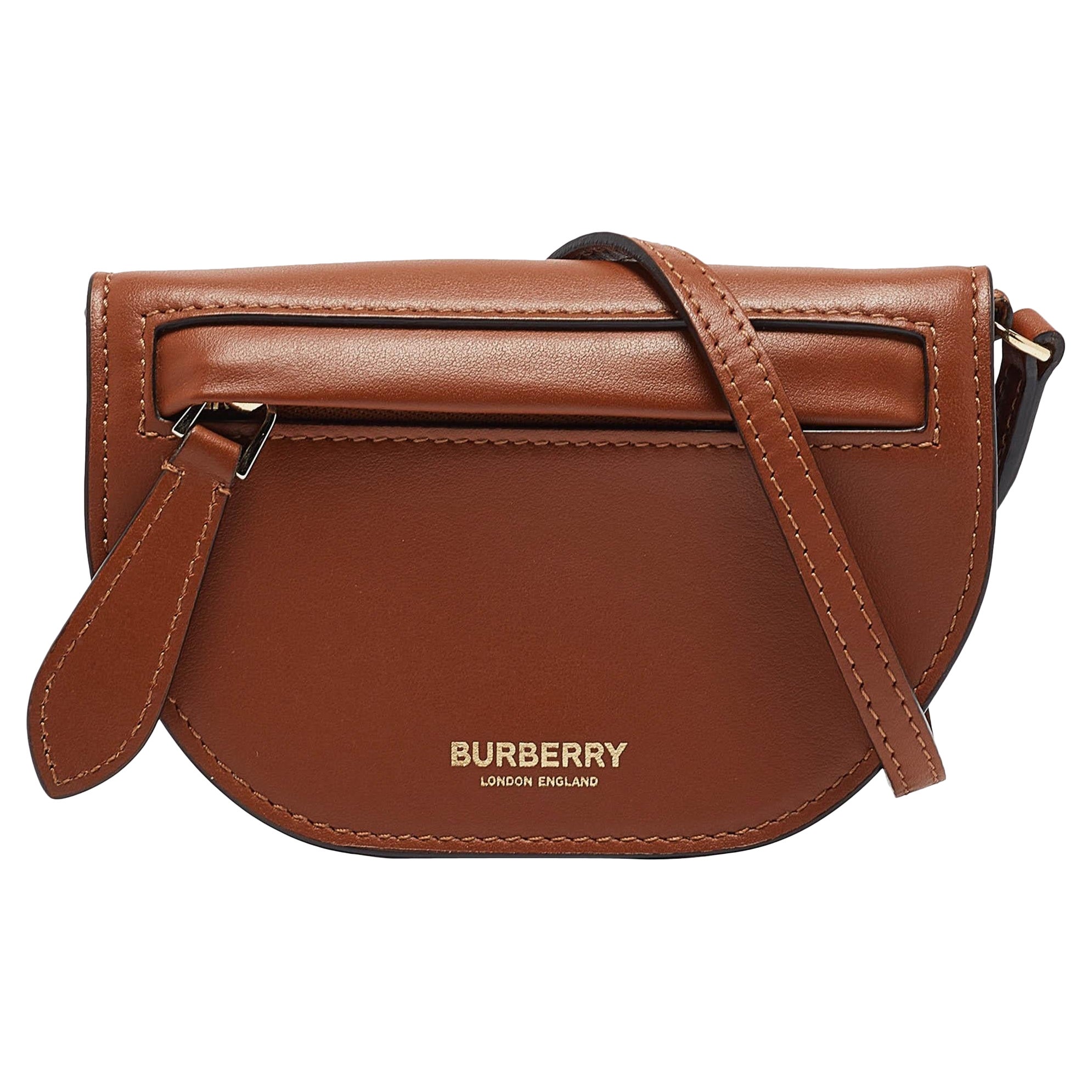 Burberry Micro Olympia Crossbody Card Case marrone