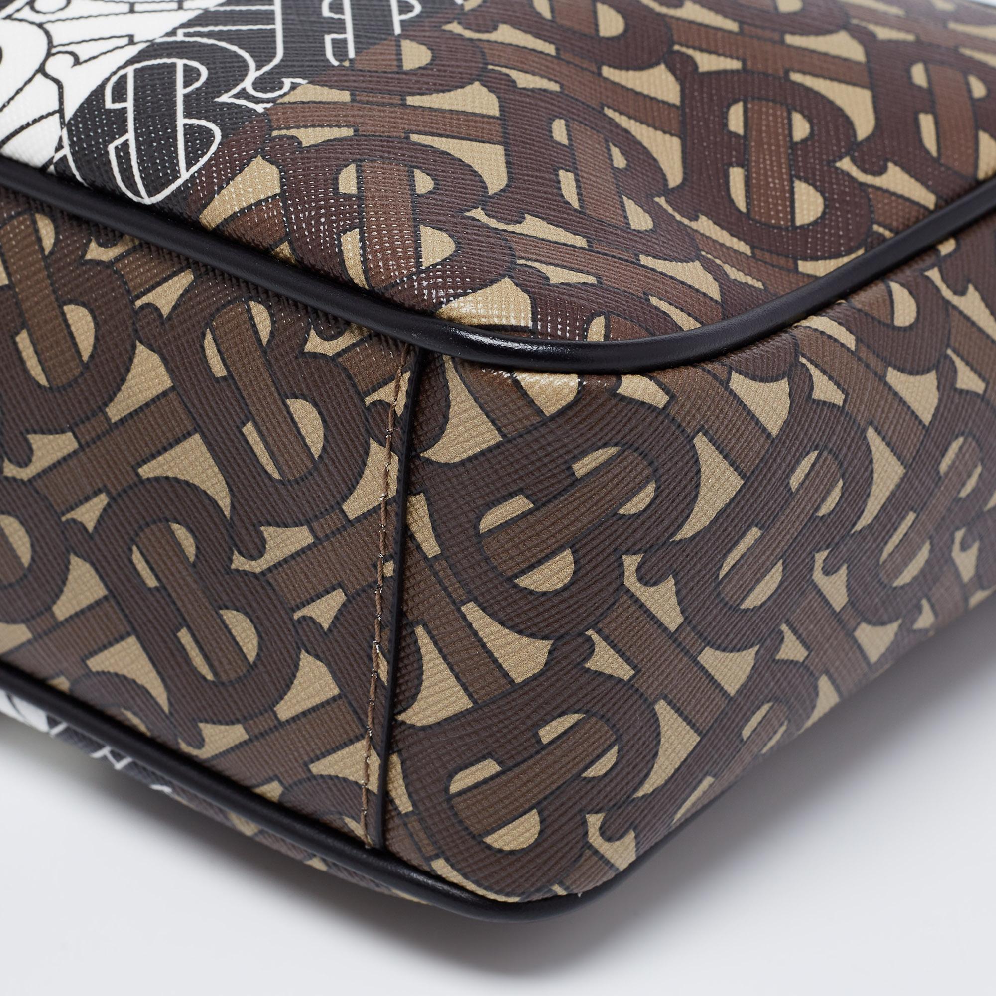 Burberry Brown Monogram Coated Canvas Stripe Crossbody Bag 2