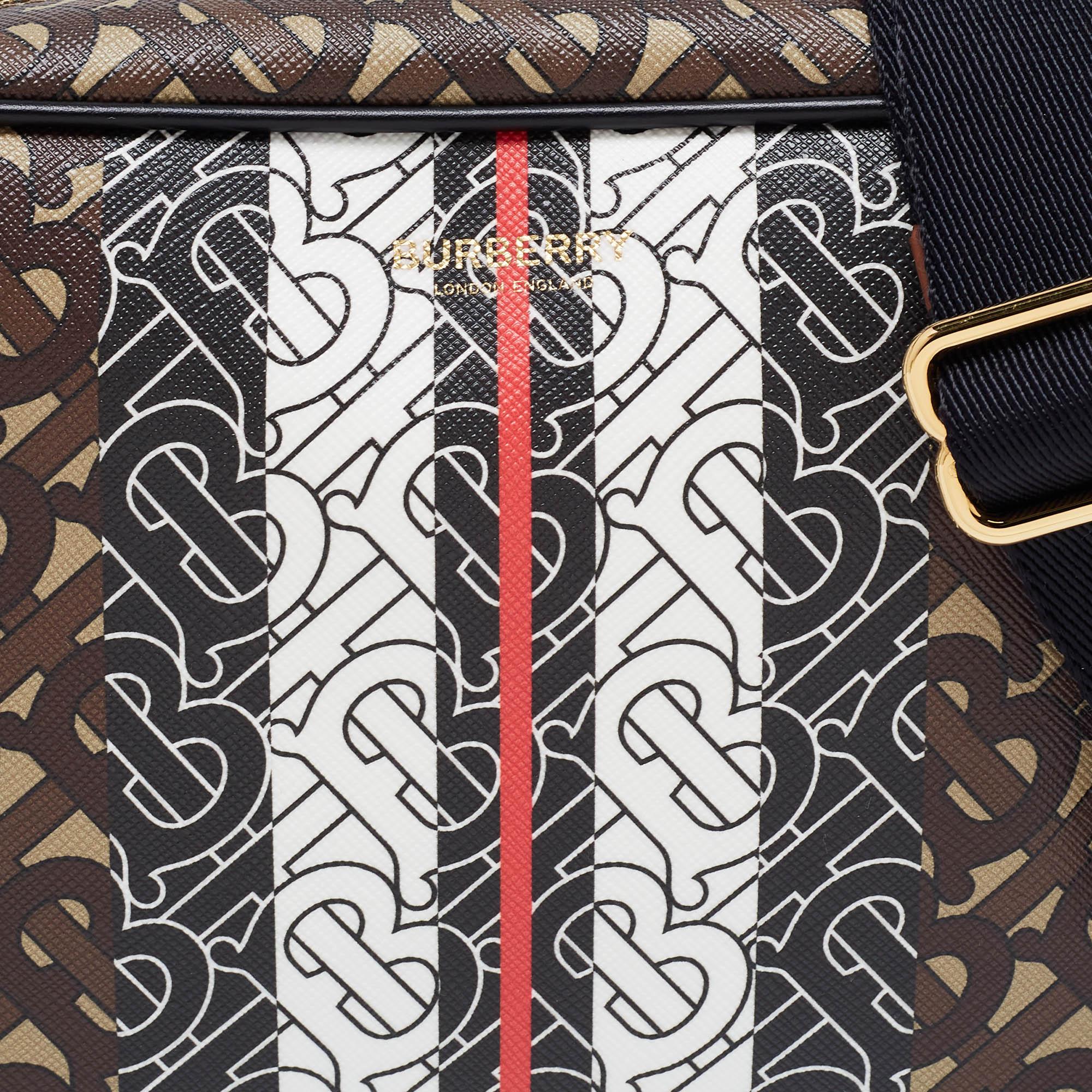 Women's Burberry Brown Monogram Coated Canvas Stripe Crossbody Bag