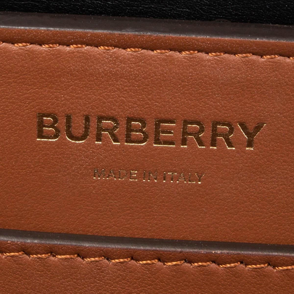 BURBERRY brown MONOGRAM STRIPE E-CANVAS SMALL BELTED TOTE Bag In Excellent Condition In Zürich, CH