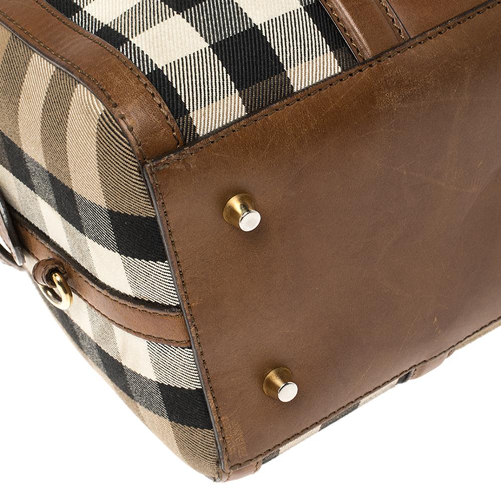 Burberry Brown Nova Check Canvas and Leather Alchester Bowling Bag 3