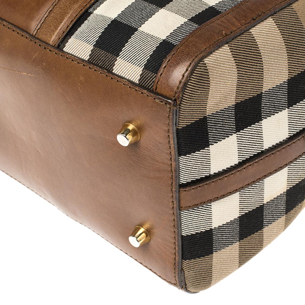 Burberry Brown Nova Check Canvas and Leather Alchester Bowling Bag 4