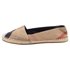 Burberry Brown Nova Check Canvas Espadrille Flats Size 38