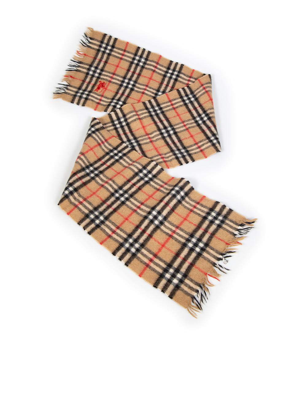 Burberry Brown Nova Check Cashmere Scarf In Good Condition For Sale In London, GB