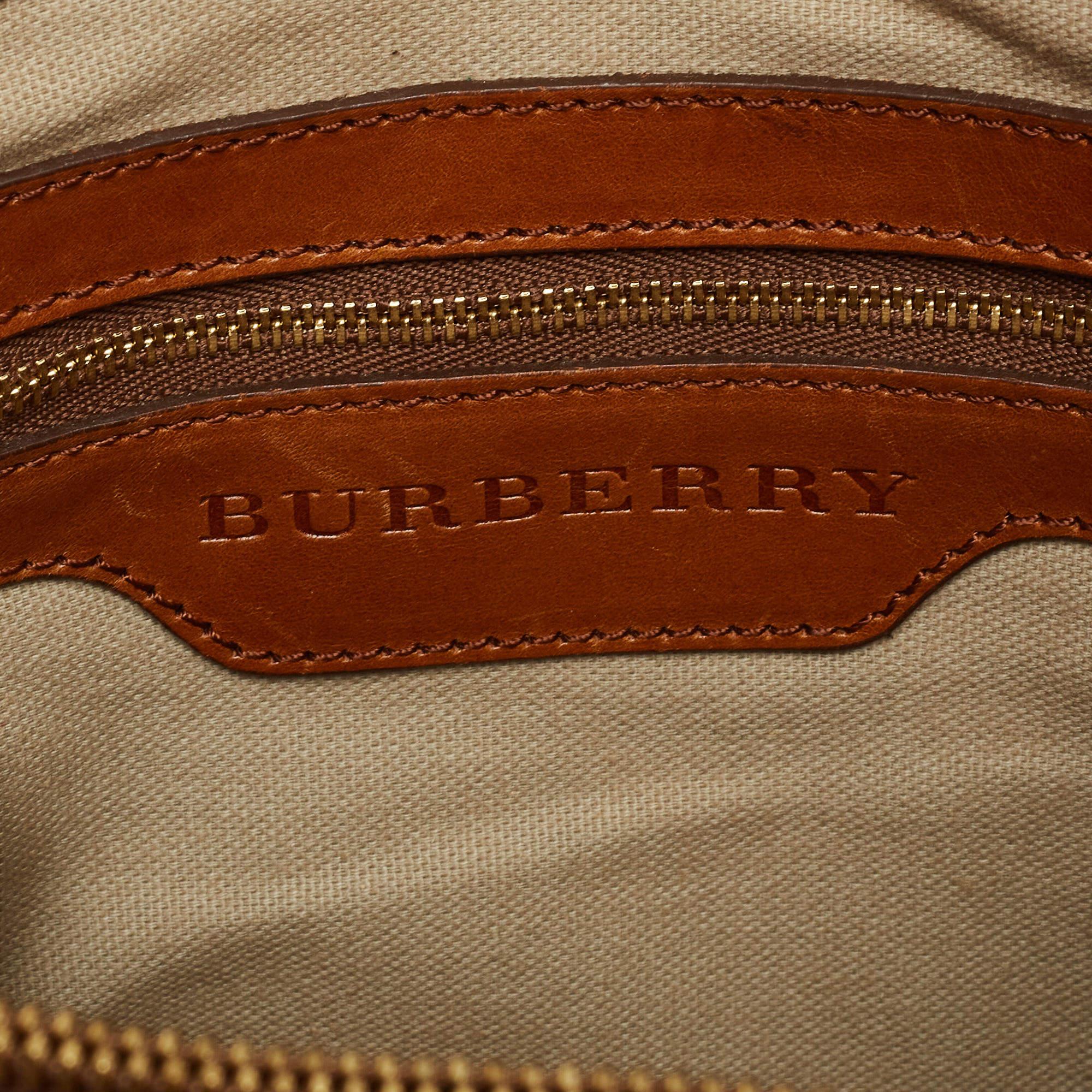Burberry Brown Nova Check Fabric and Leather Tote 3
