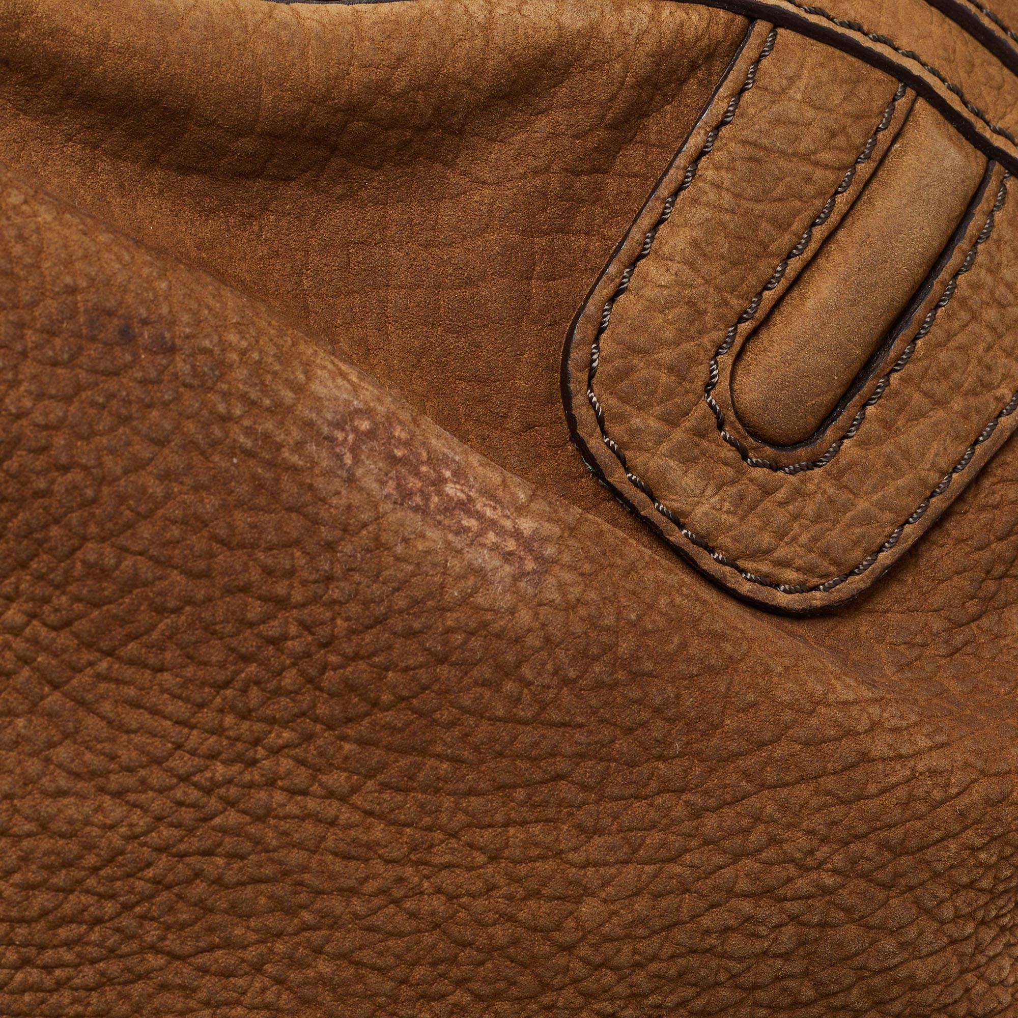Burberry Brown Nubuck Leather Hobo For Sale 9
