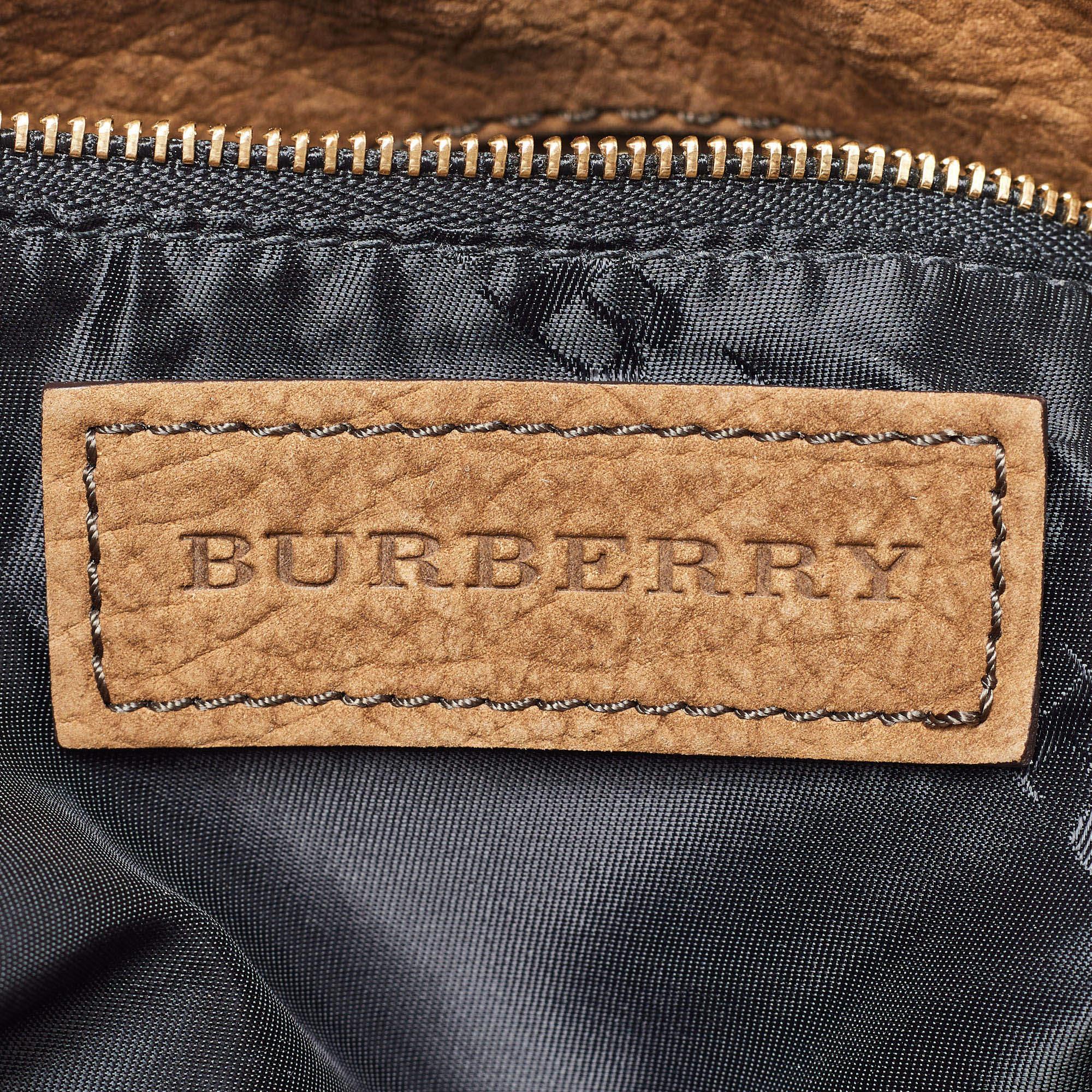 Burberry Brown Nubuck Leather Hobo For Sale 2