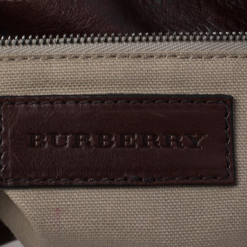 Burberry Brown/Off White Mega Check Canvas and Leather Buckle Hobo 1