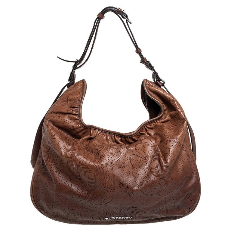 Burberry Brown Ombre Perforated Leather Avondale Hobo For Sale at 1stDibs