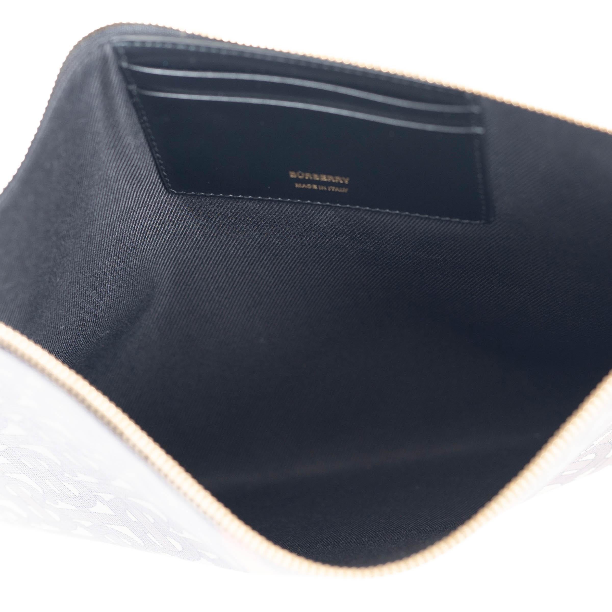 BURBERRY brown orange e-canvas TB MONOGRAM STRIPE ZIP POUCH Bag For Sale 1