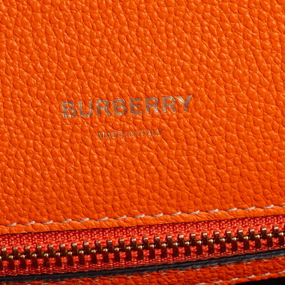 Burberry Brown/Orange Leather Medium Two-Handle Title Tote 3