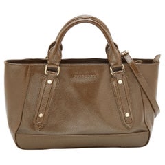 Used Burberry Brown Patent Leather Somerford Convertible Tote