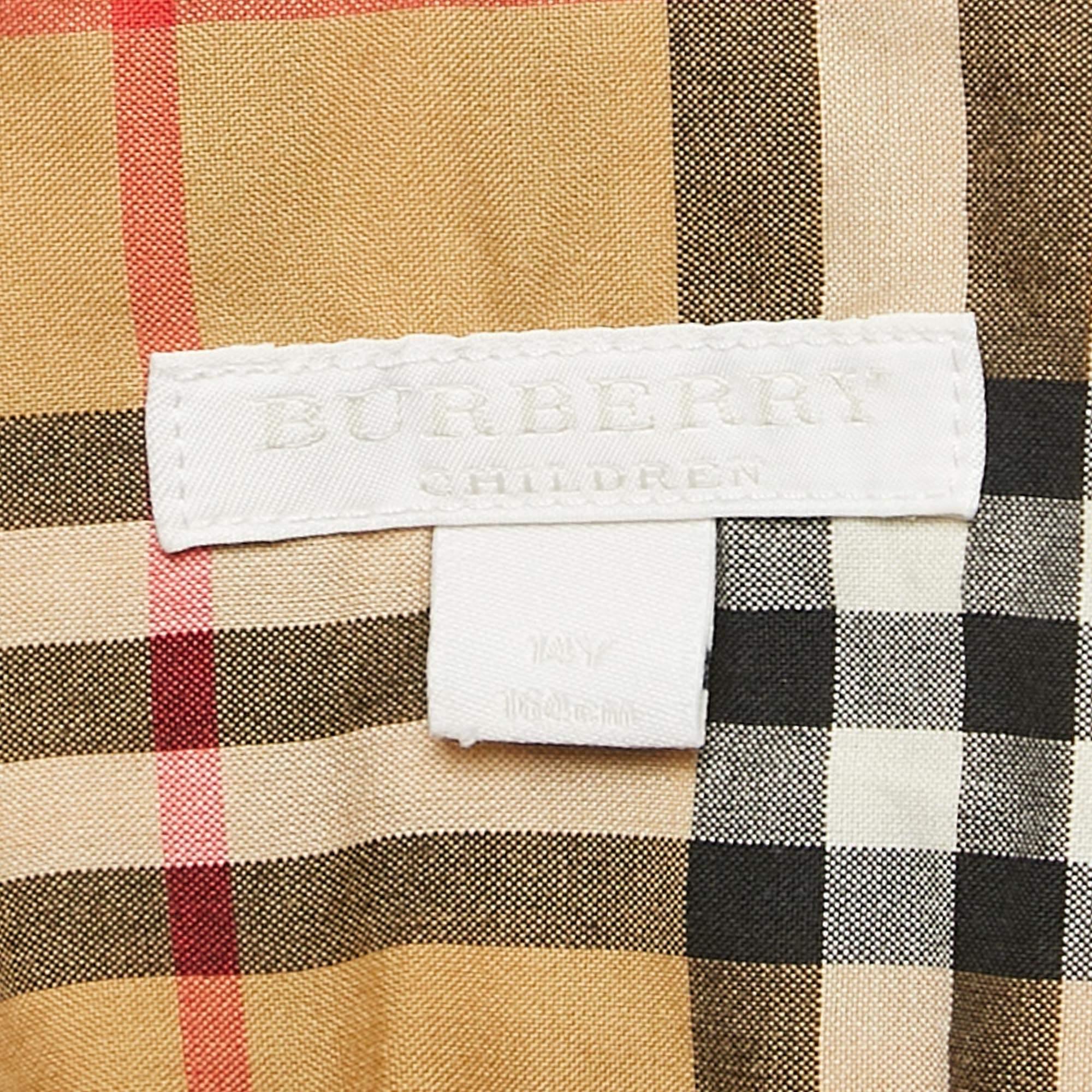 Women's or Men's Burberry Brown Plaid Cotton Shirt 14 Yrs For Sale