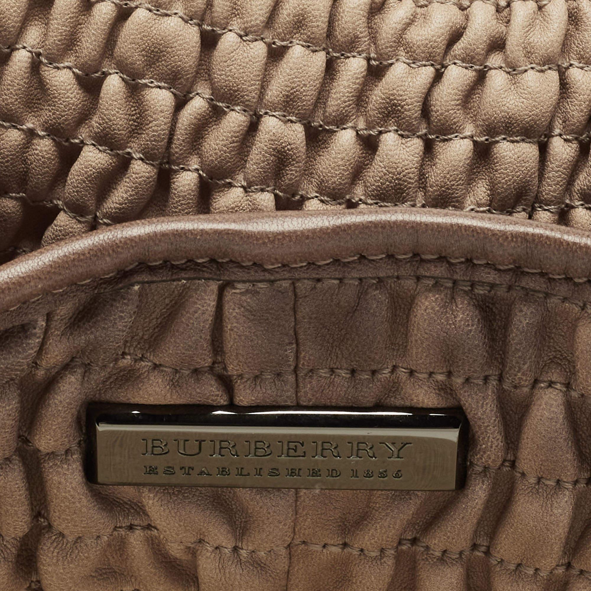 Burberry Brown Pleated Leather Shoulder Bag 5