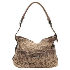 Burberry Brown Pleated Leather Shoulder Bag